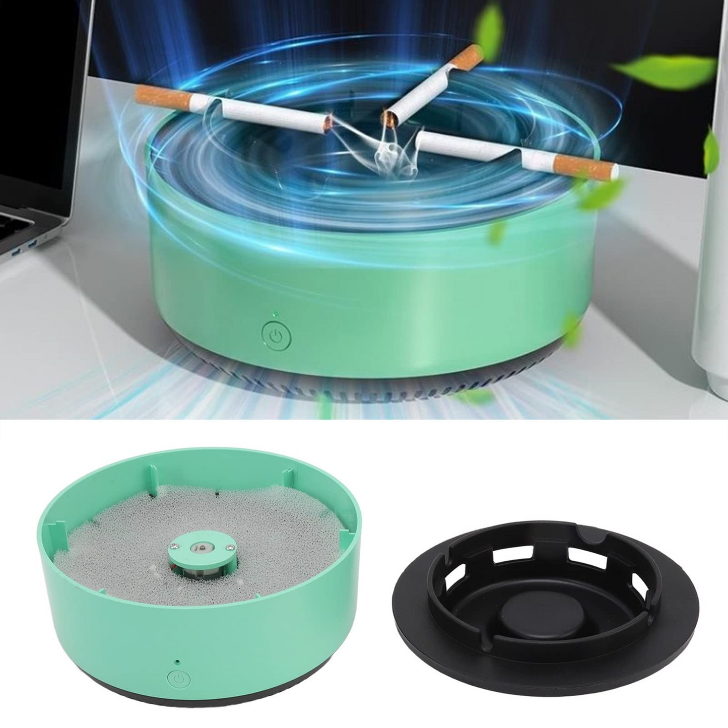 Smart Self-Extinguishing Ashtray & Air Purifier, 2-in-1 Smokeless Ashtray