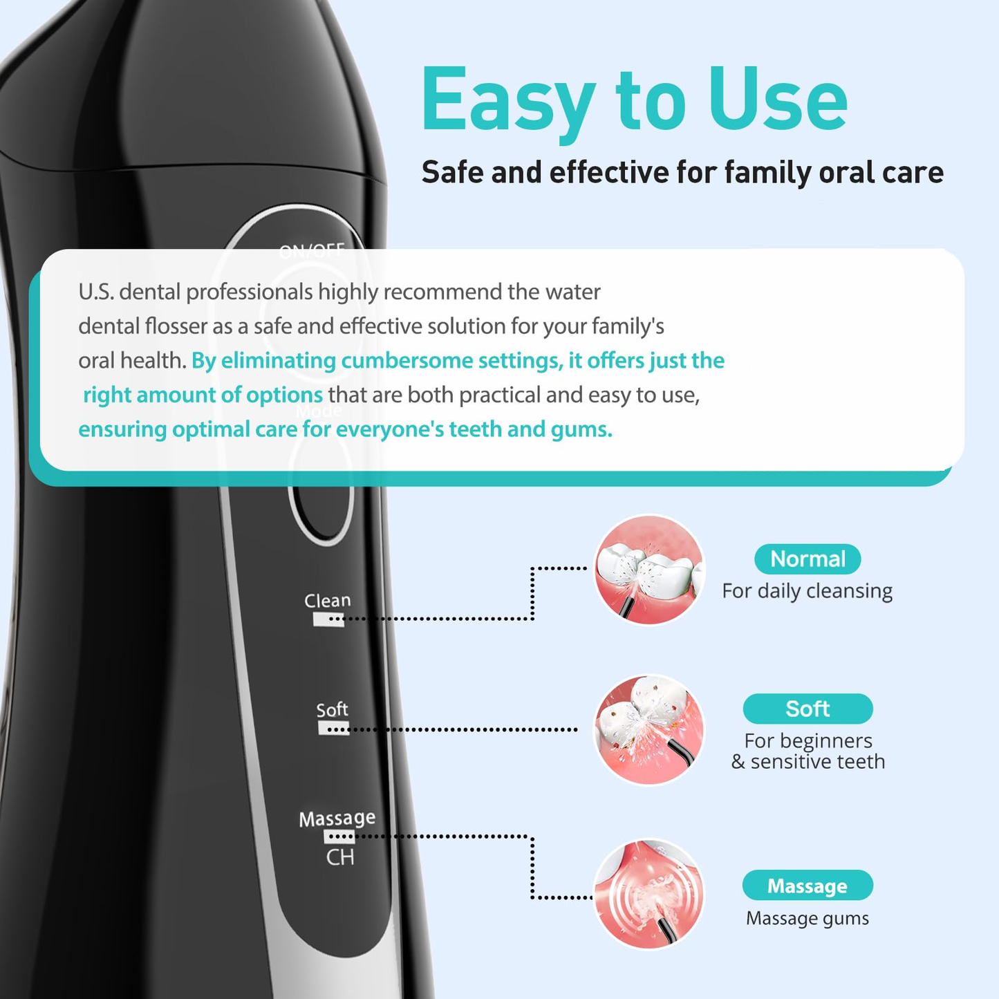 Portable Water Dental Flosser – Cordless, Rechargeable, 300ML, IPX7 Waterproof