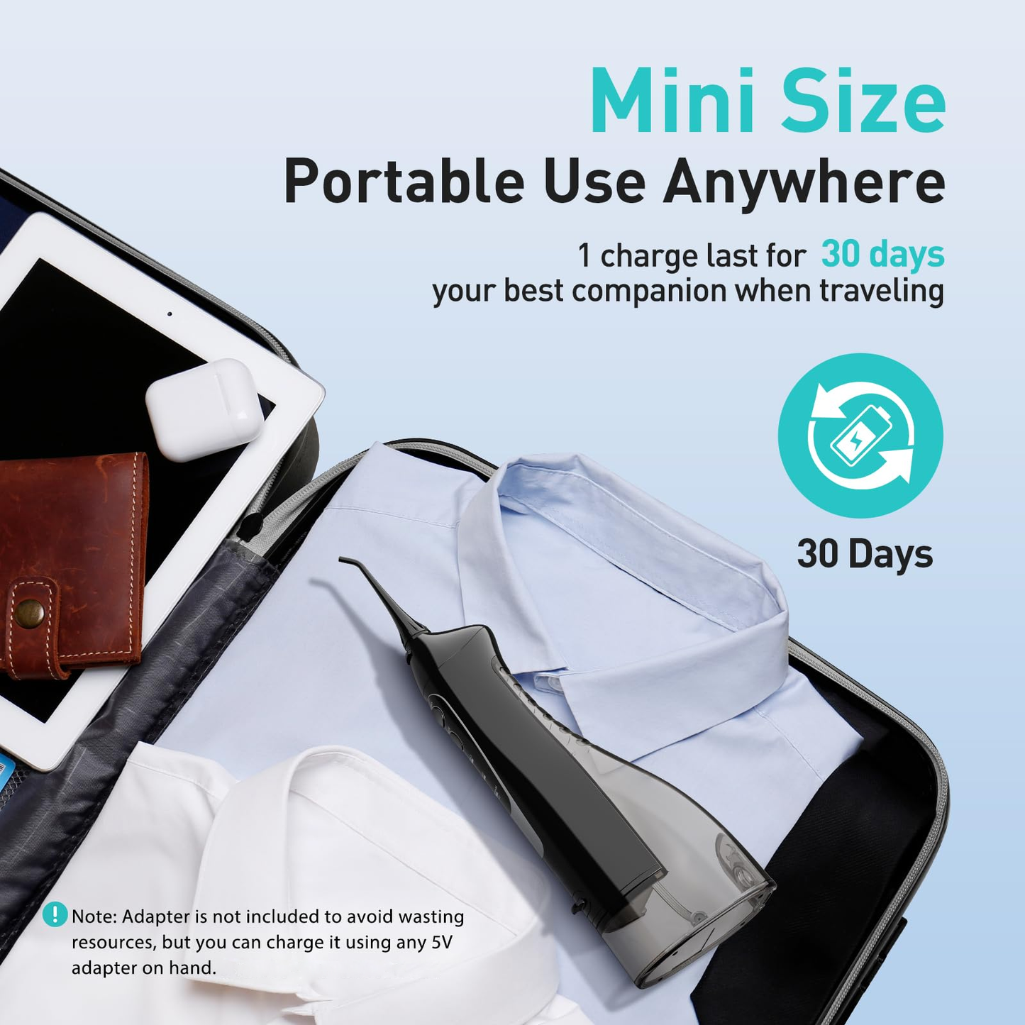 Portable Water Dental Flosser – Cordless, Rechargeable, 300ML, IPX7 Waterproof
