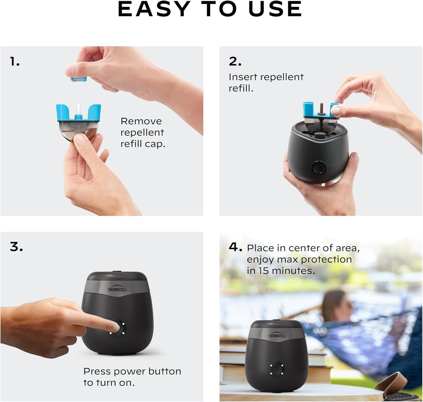 Rechargeable Mosquito Repeller with 20’ Mosquito Protection Zone; Bug Spray Alternative; Scent Free