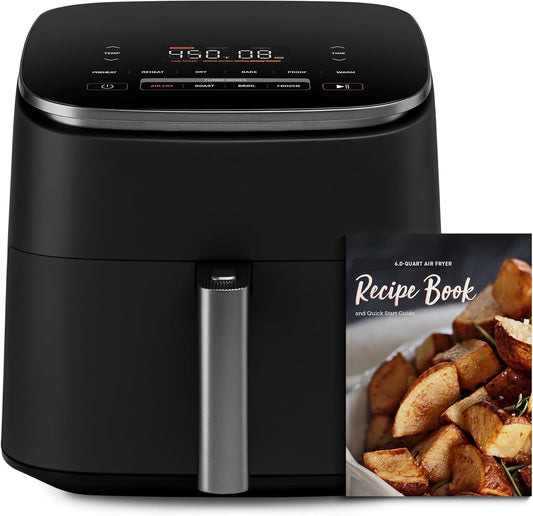 TurboBlaze 9-in-1 Air Fryer, 6-Qt Large Capacity, Fast & Precise Cooking, 90°–450°F, Up to 95% Less Oil.