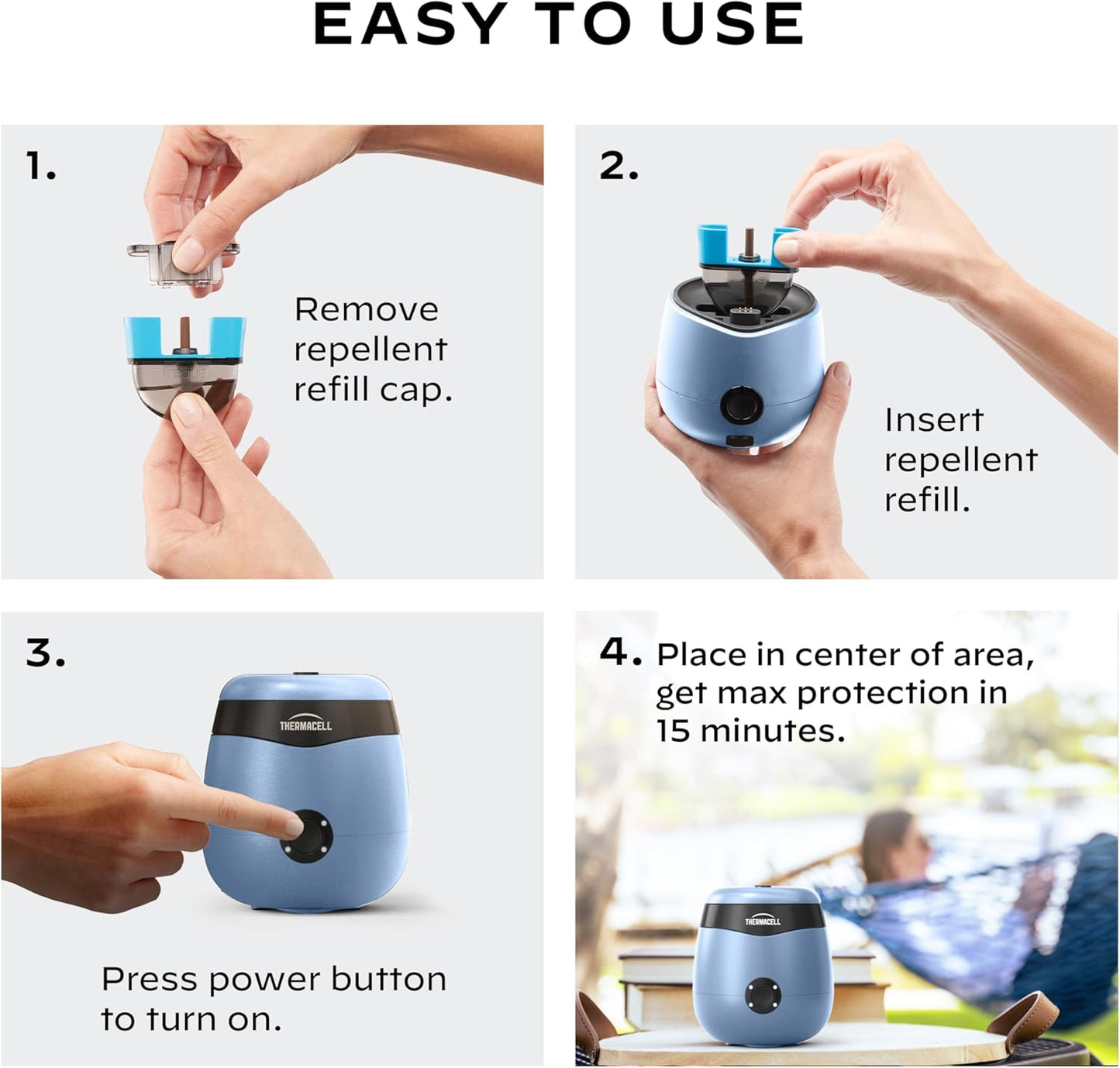 Rechargeable Mosquito Repeller with 20’ Mosquito Protection Zone; Bug Spray Alternative; Scent Free