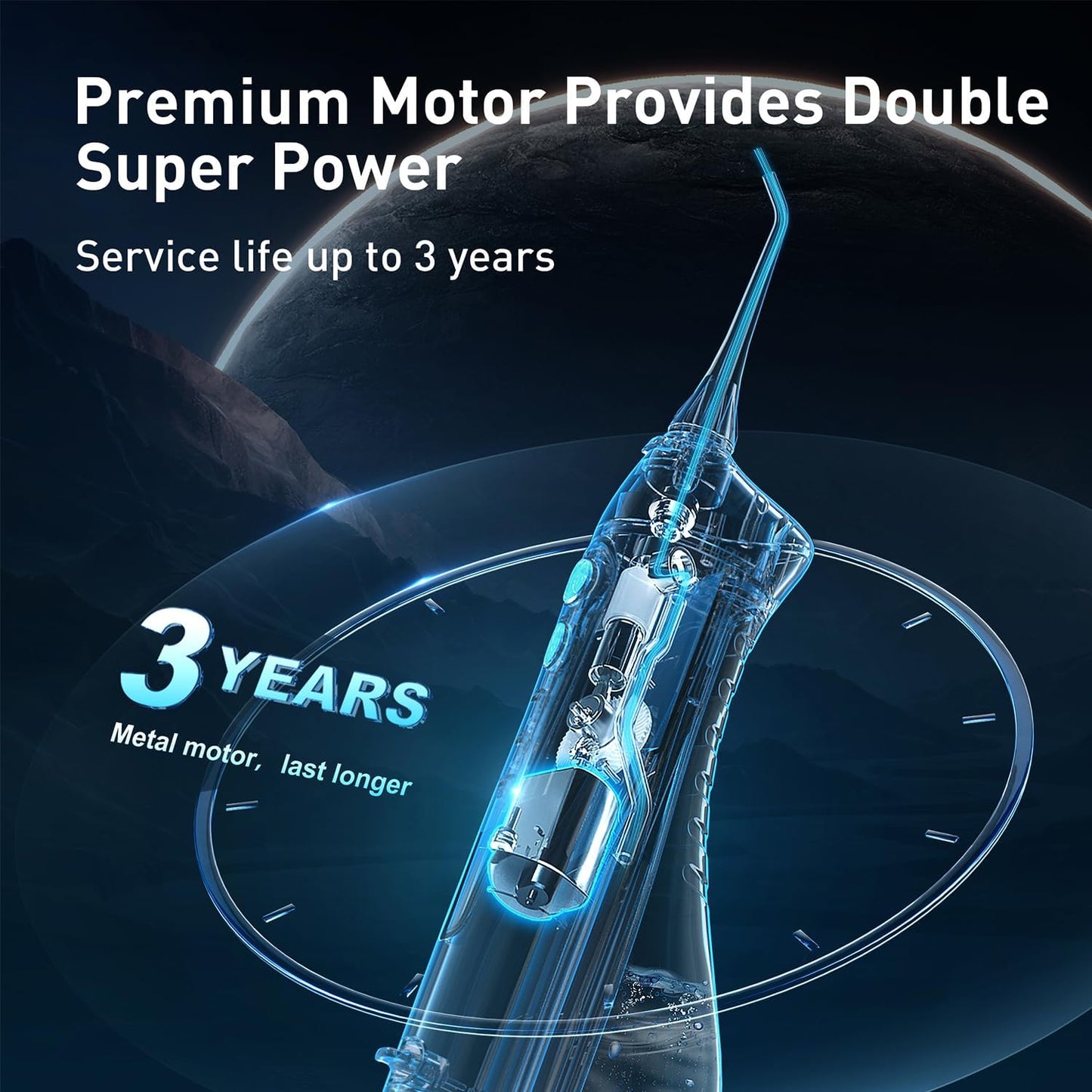 Portable Water Dental Flosser – Cordless, Rechargeable, 300ML, IPX7 Waterproof