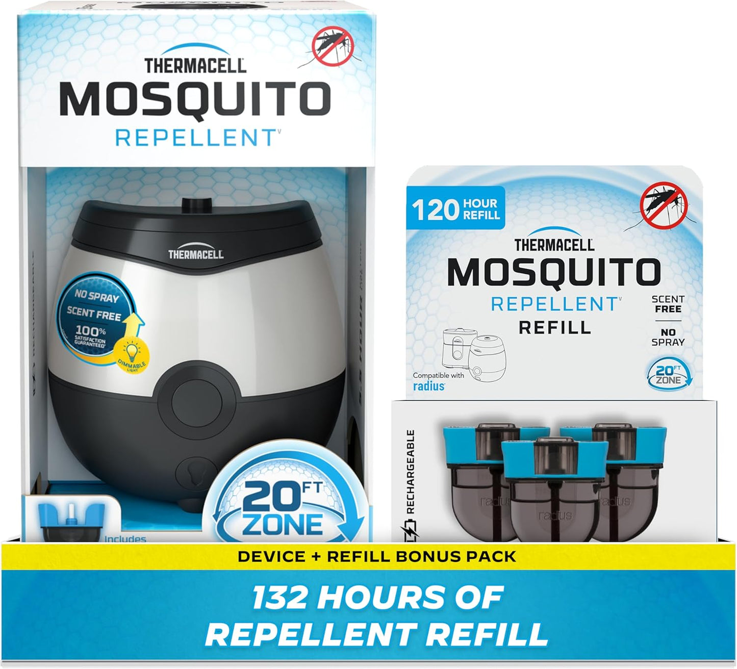 Rechargeable Mosquito Repeller with 20’ Mosquito Protection Zone; Bug Spray Alternative; Scent Free