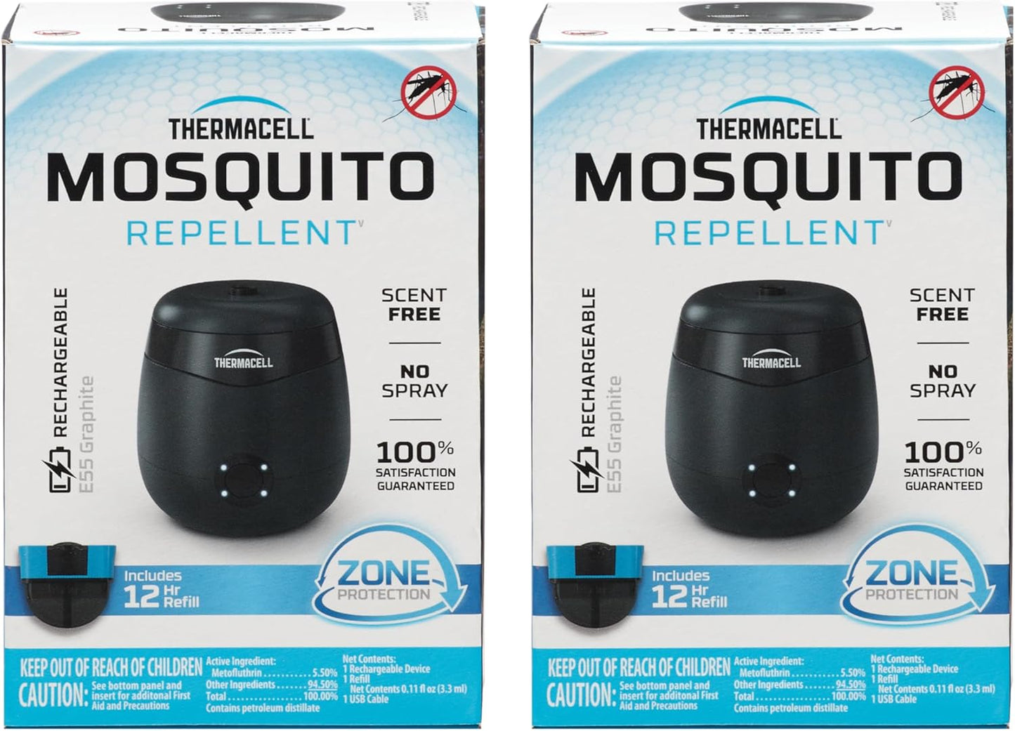 Rechargeable Mosquito Repeller with 20’ Mosquito Protection Zone; Bug Spray Alternative; Scent Free