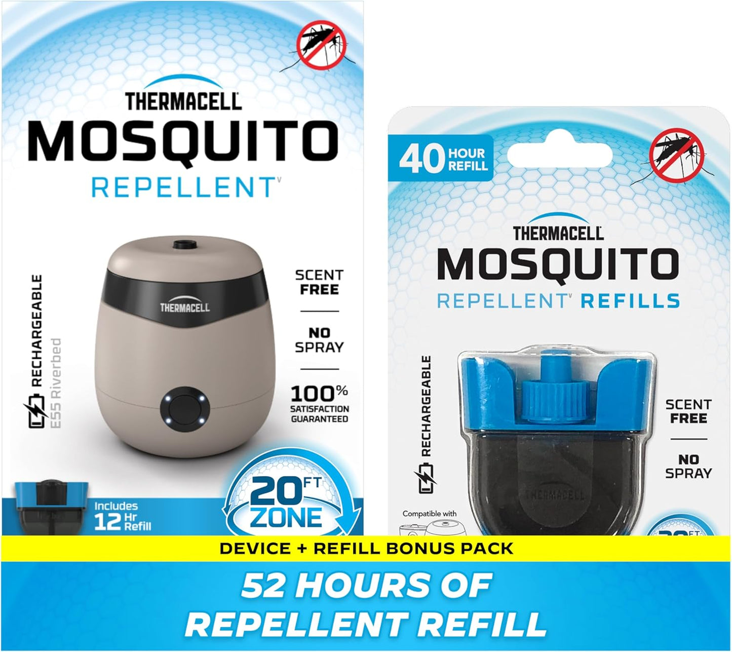 Rechargeable Mosquito Repeller with 20’ Mosquito Protection Zone; Bug Spray Alternative; Scent Free