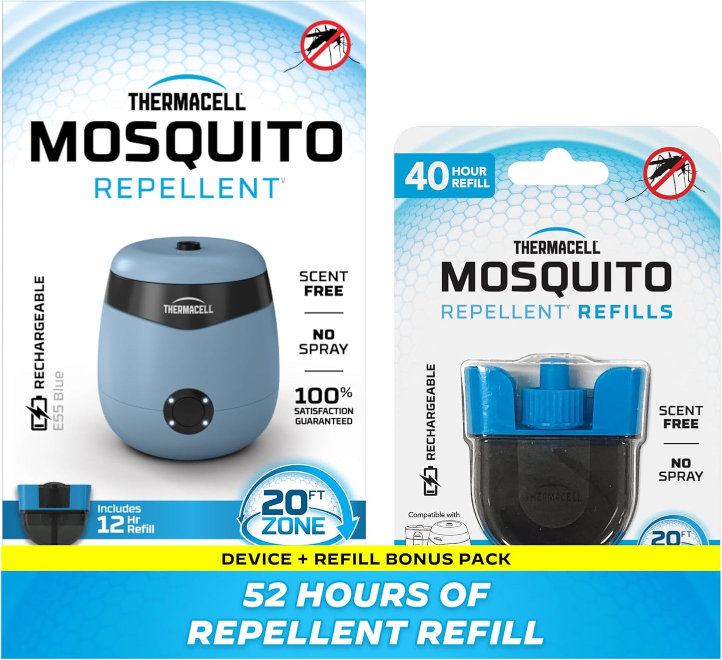 Rechargeable Mosquito Repeller with 20’ Mosquito Protection Zone; Bug Spray Alternative; Scent Free