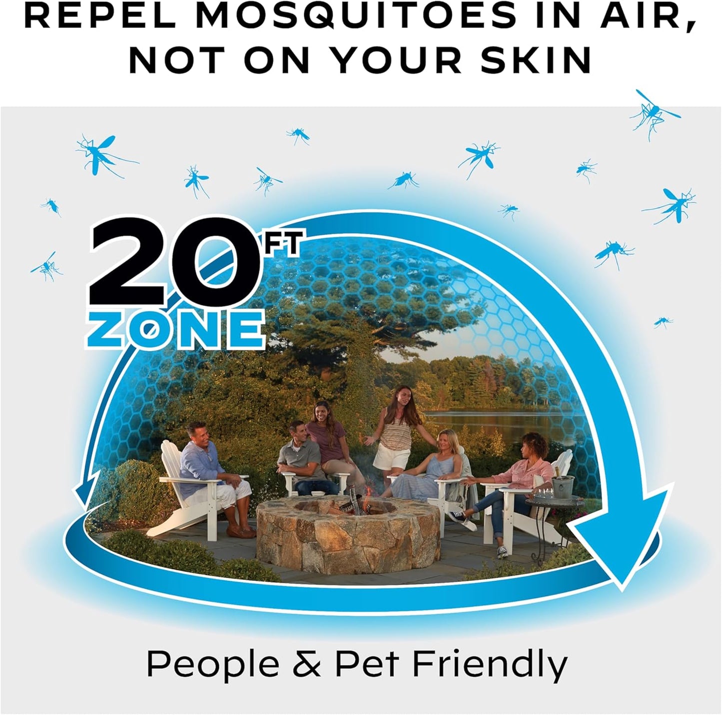 Rechargeable Mosquito Repeller with 20’ Mosquito Protection Zone; Bug Spray Alternative; Scent Free