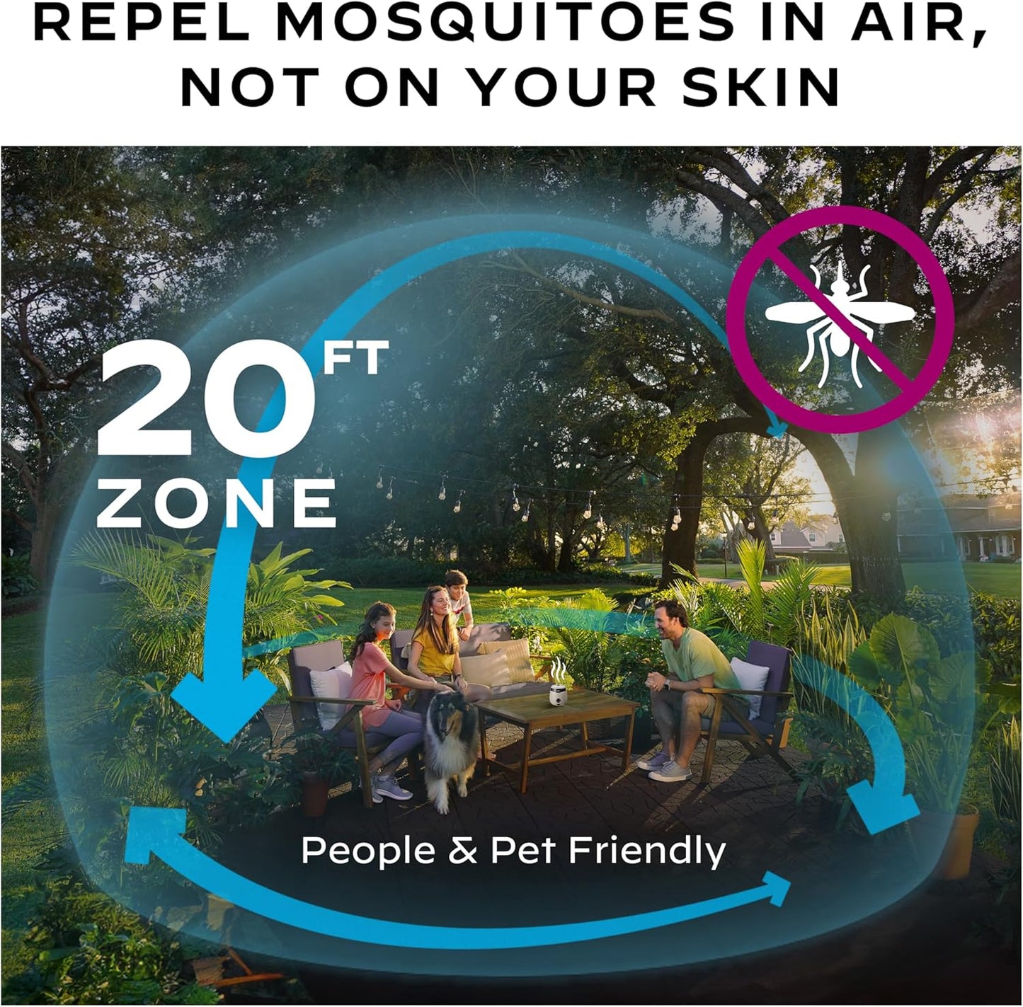 Rechargeable Mosquito Repeller with 20’ Mosquito Protection Zone; Bug Spray Alternative; Scent Free